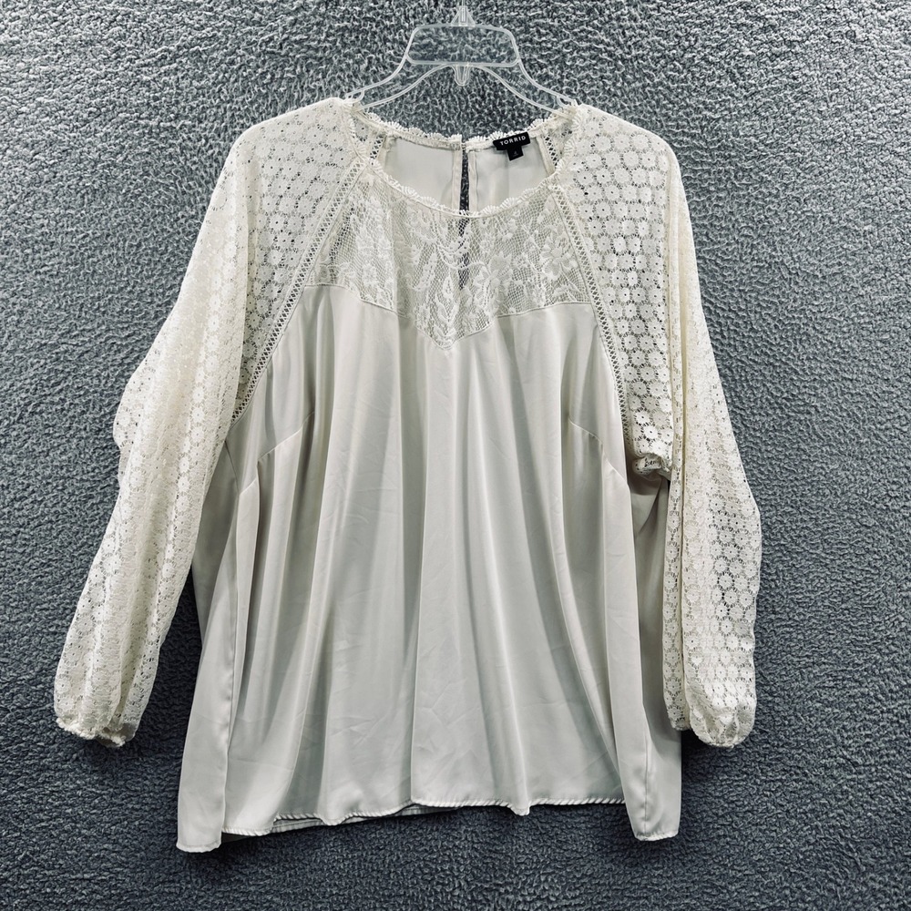 Torrid Womens Georgette Top 4X Lace Sleeve Boho‎ Romantic Feminine Cottagecore